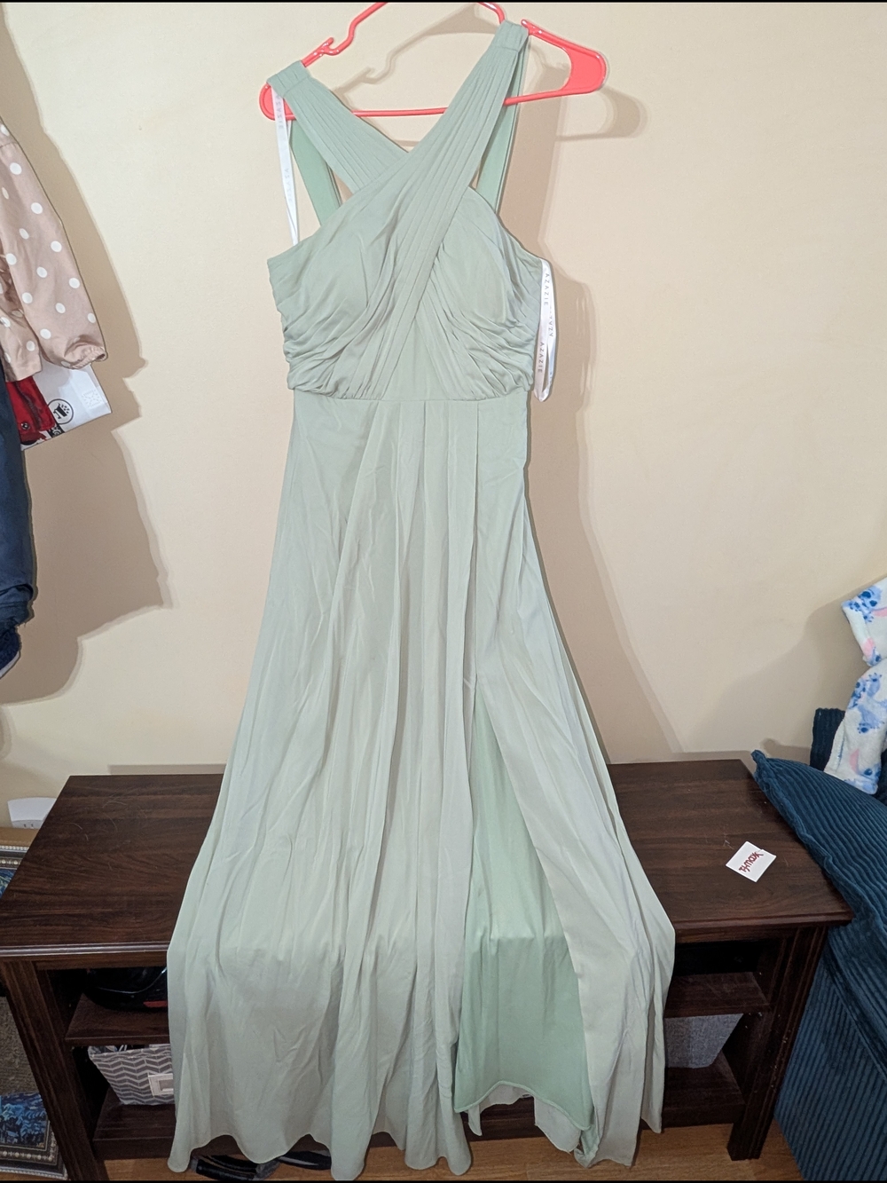 Elegant Sage Green Cross-Back Maxi Dress